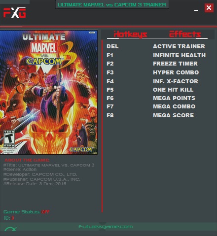 Ultimate Marvel Vs. Capcom 3 v1.0 Trainer +8